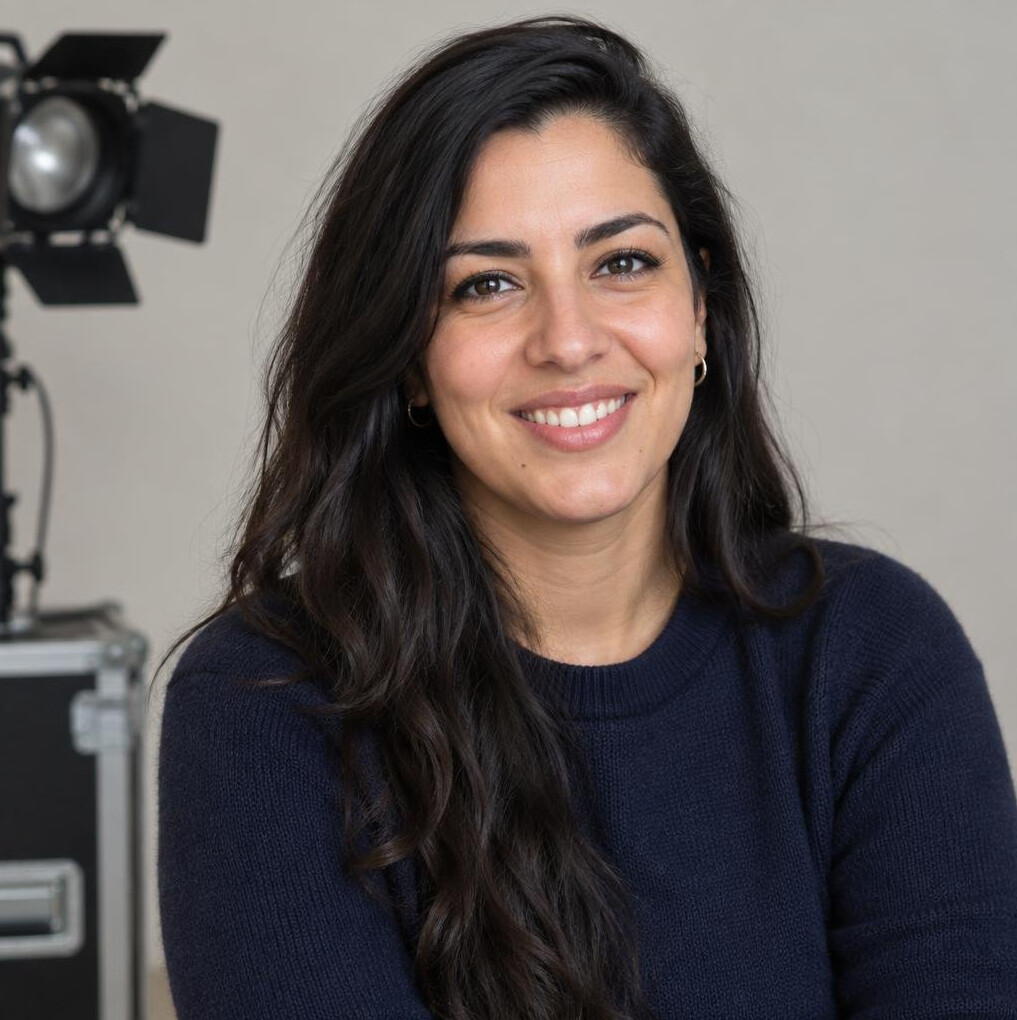 Portrait of a woman with long dark hair smiling